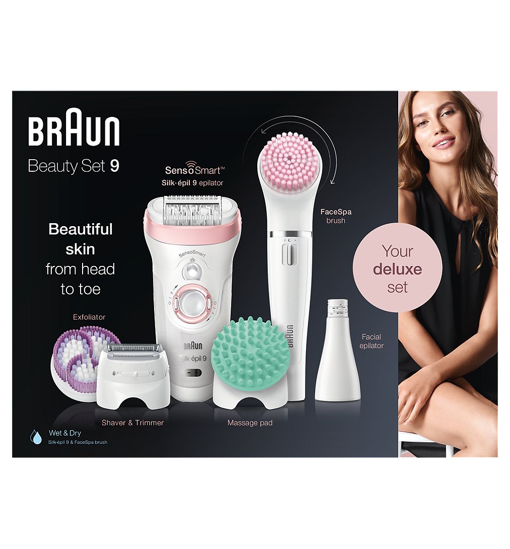 Braun Silk-épil Beauty Set 9 9-985 Deluxe 7-En-1 Sans Fil, Wet & Dry, Épilateur Électrique, Rasoir, 