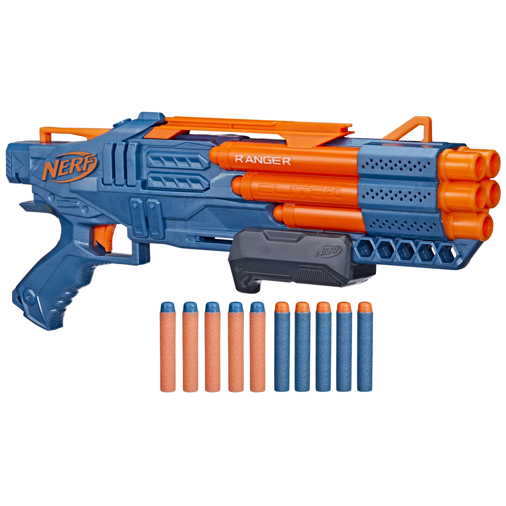 Nerf Elite 2.0, blaster à pompe Ranger PD-5, tir à 5 canons, 10 fléchettes Nerf Elite, facile à util