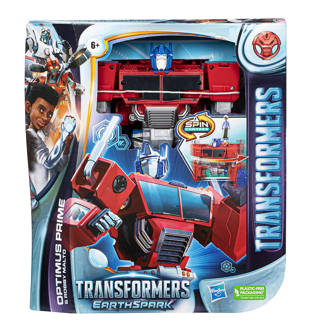Transformers EarthSpark Spin Changer Optimus Prime with Robby Malto Figure