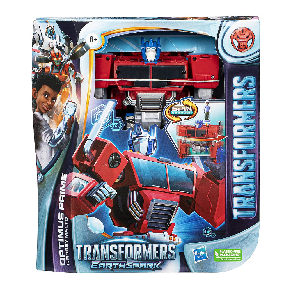 Transformers EarthSpark Spin Changer Optimus Prime with Robby Malto Figure