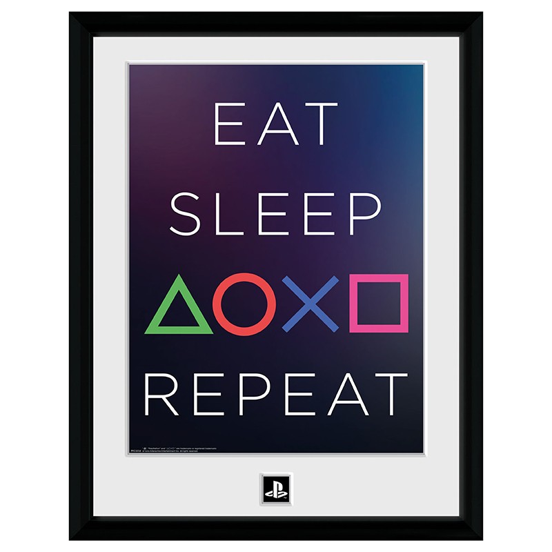 PLAYSTATION Tirage encadré Eat Sleep Repeat
