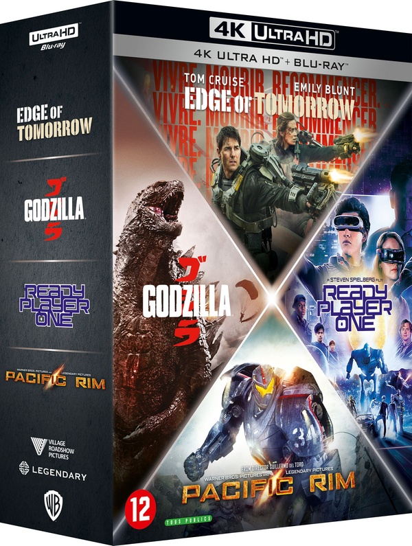 Action - Coffret 4 films : Edge of Tomorrow + Ready Player One + Pacific Rim + Godzilla