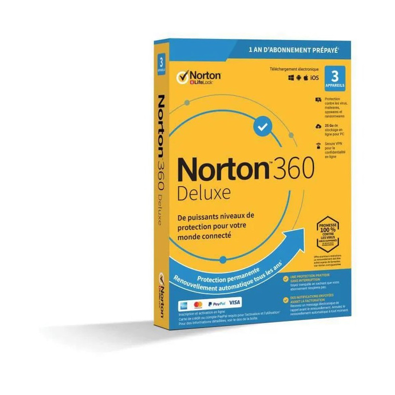 ANTIVIRUS SECURITE Norton DELUXE 360-25 1 an