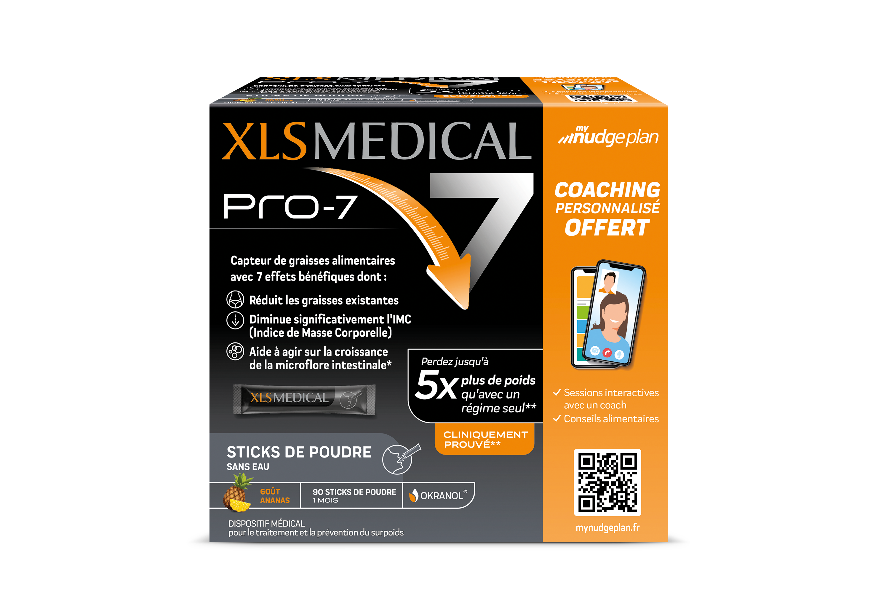 XL-S Medical PRO-7 Coaching - Gélules pour une aide à la perte de poids - 7 bénéfices - 90 sticks po