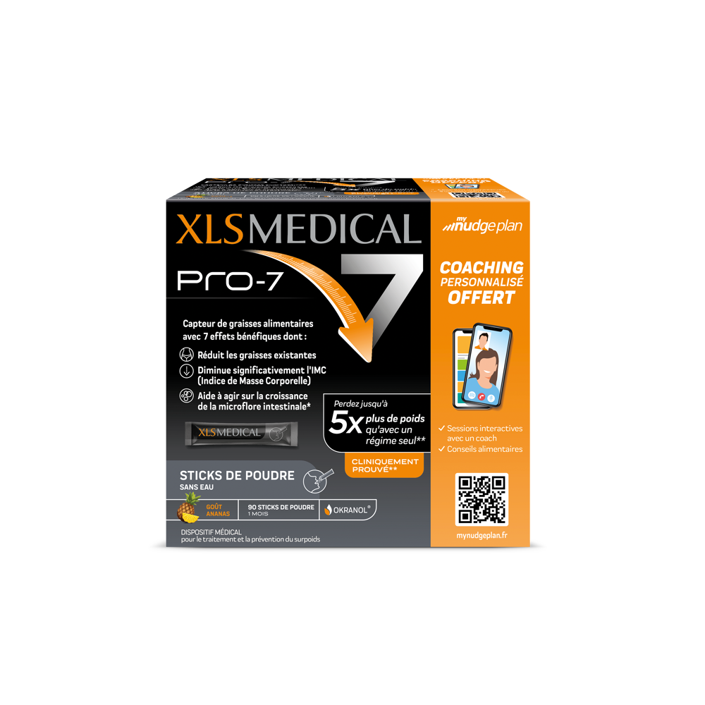 XL-S Medical PRO-7 Coaching - Gélules pour une aide à la perte de poids - 7 bénéfices - 90 sticks po