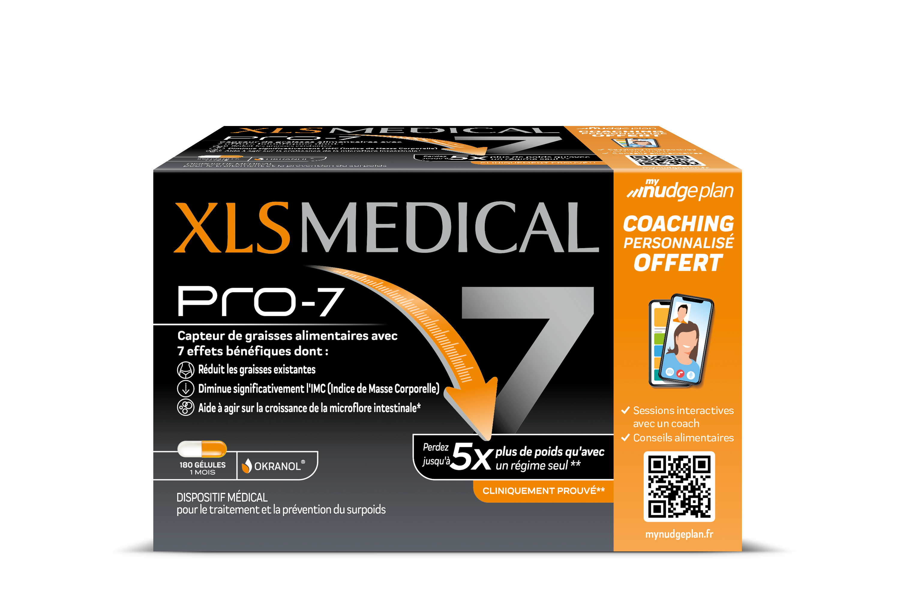 XL-S Medical PRO-7 Coaching - Gélules pour une aide à la perte de poids - 7 bénéfices - 180 gélules 