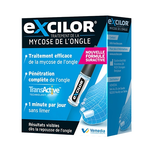 Excilor solution traitement de la mycose de l'ongle 3,3 ml