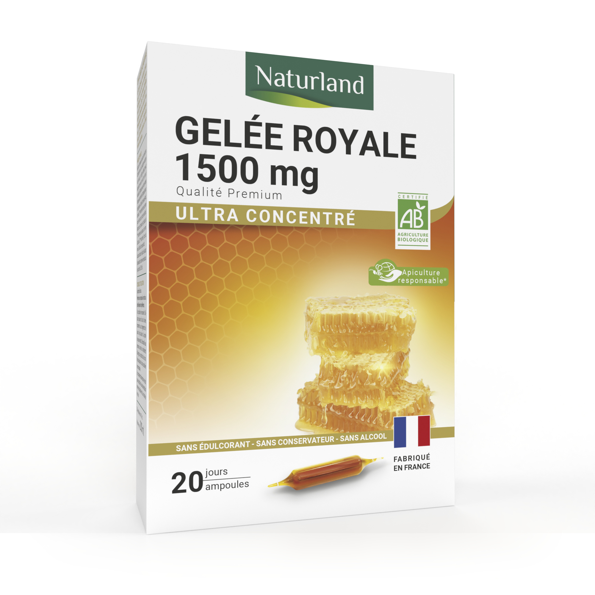 Gelée royale bio 1500mg 20 ampoules de 10ml