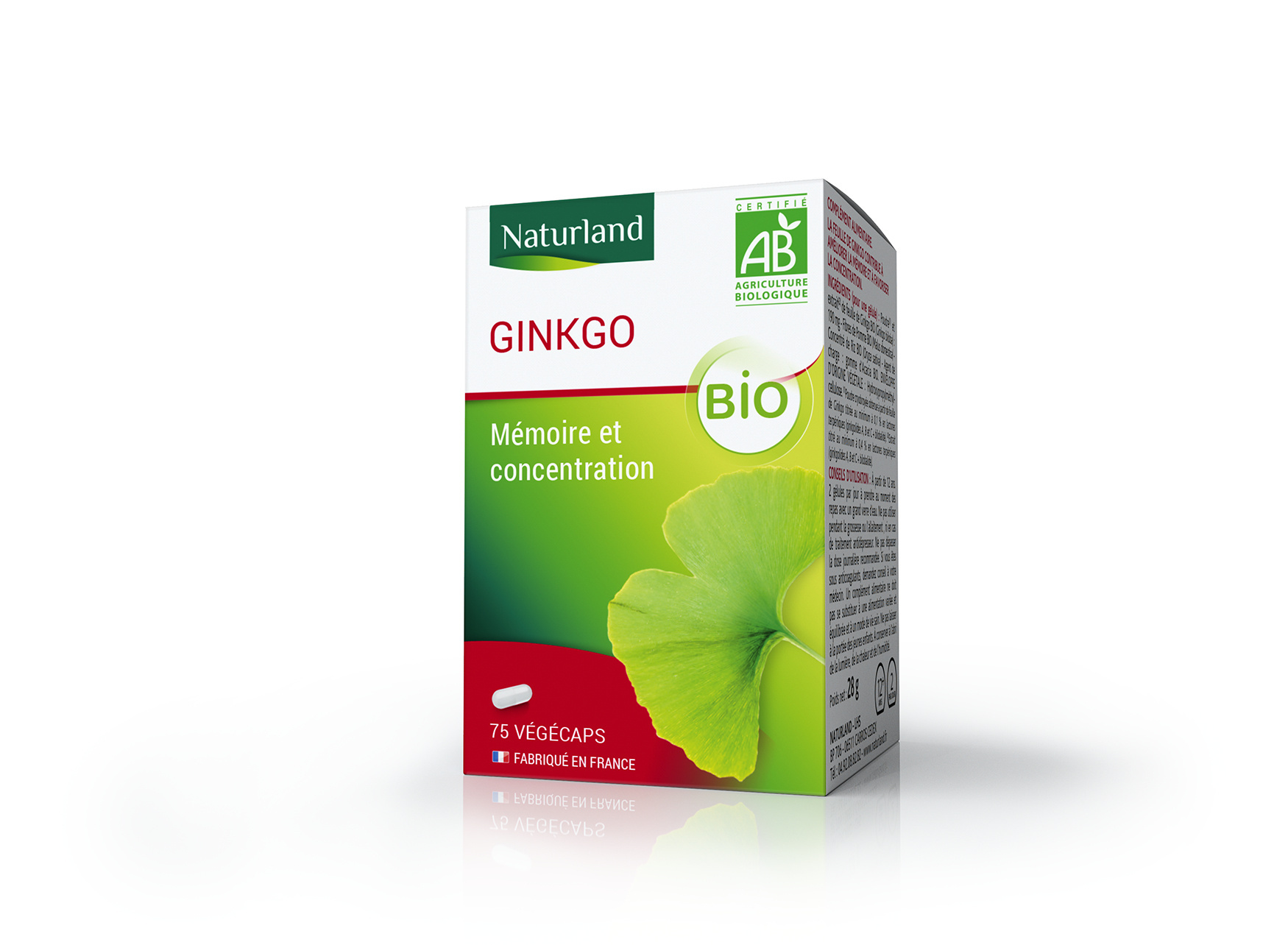 Ginkgo bio, Mémoire et Concentration 75 végécaps