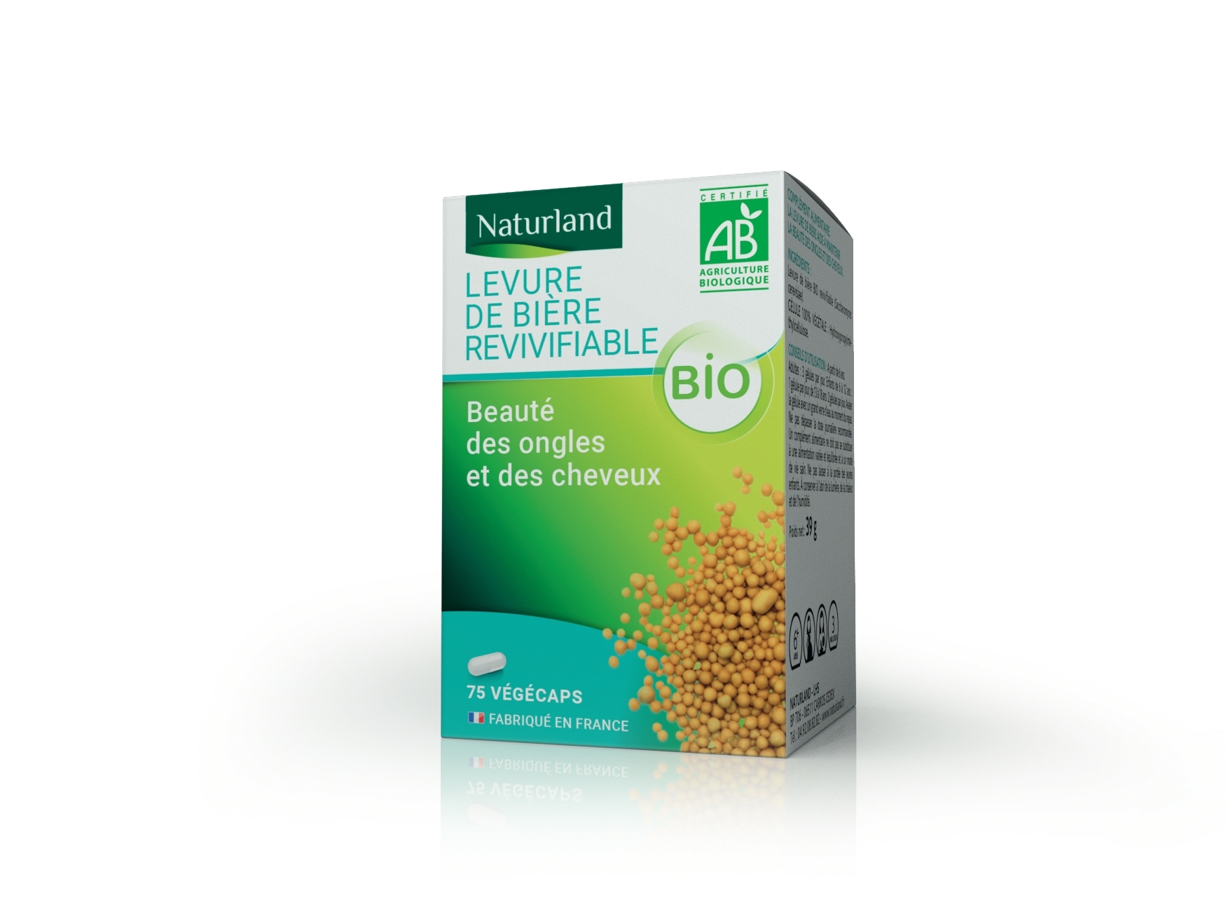 Levure de bière bio, Beauté des cheveux et des ongles 75 végécaps