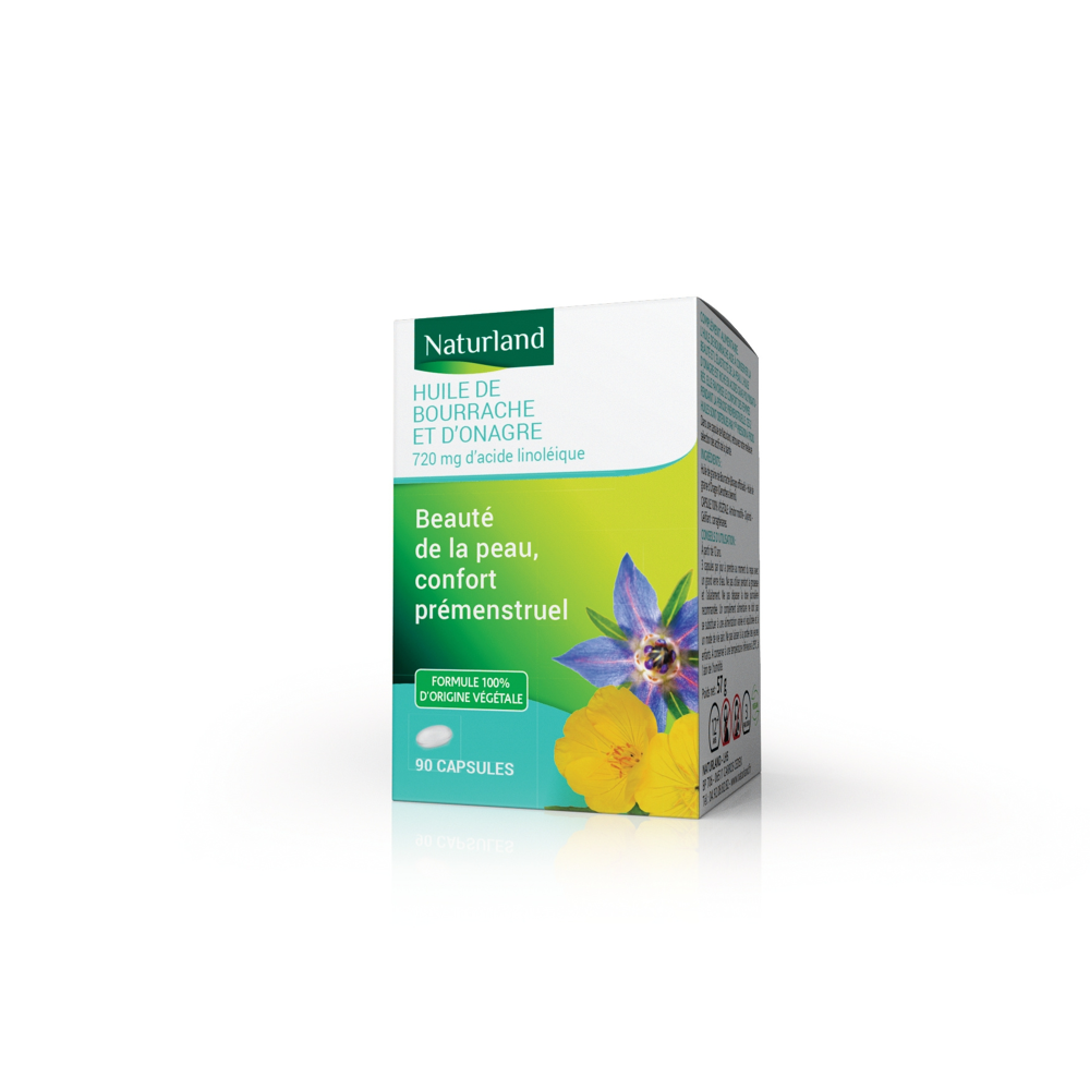 Huile de Bourrache/Onagre, Beauté de la peau et Confort prémenstruel 90 capsules
