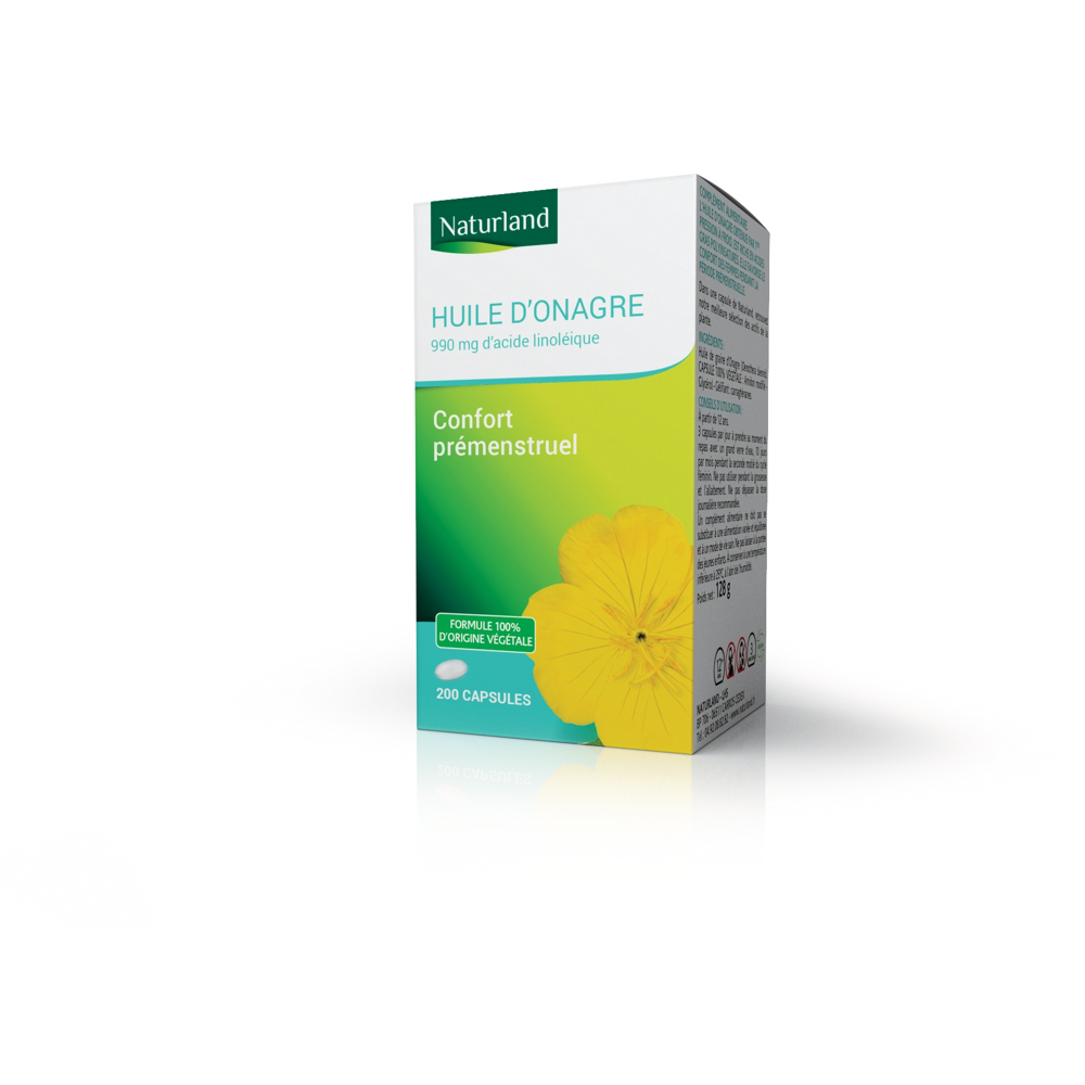 Huile D’onagre, Confort prémenstruel 200 Capsules