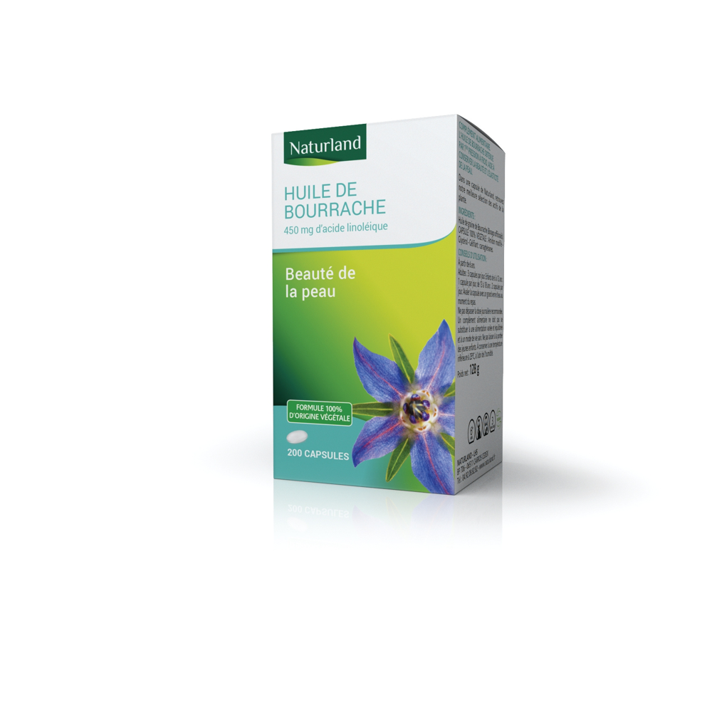 Huile de bourrache, Beauté de la peau 200 Capsules