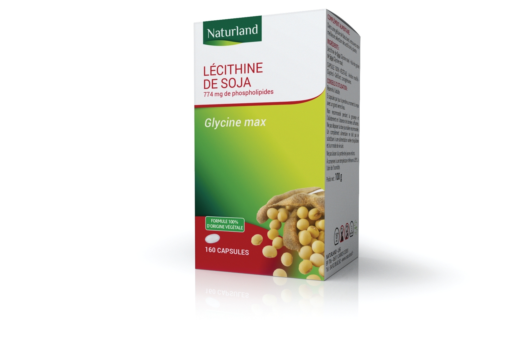 Lécithine de soja, Glycine max 160 capsules