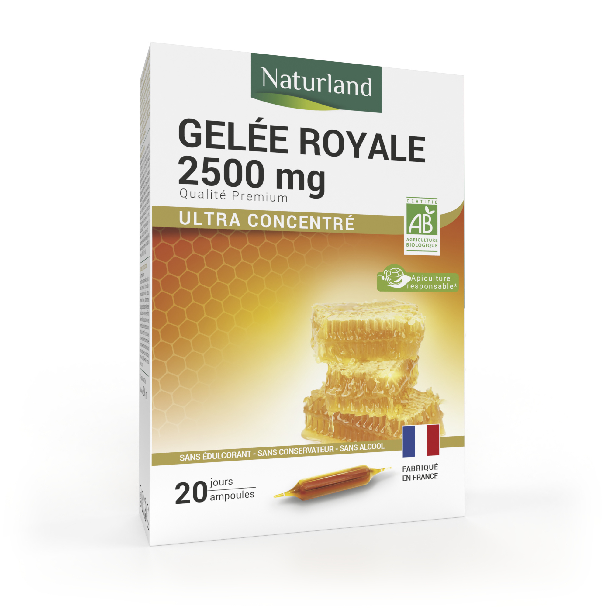 Gelée Royale bio 2500 mg 20 ampoules de 10ml
