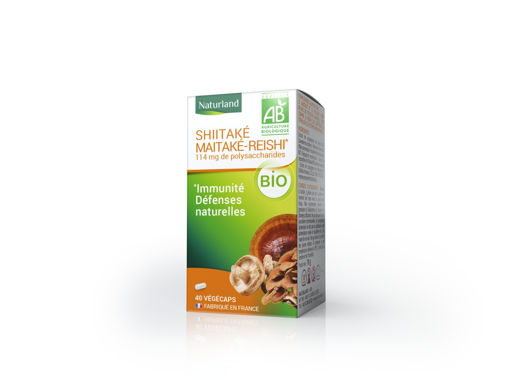 Immunité et Défenses naturelles, Shiitaké Maitaké-Reishi bio 40 végécaps