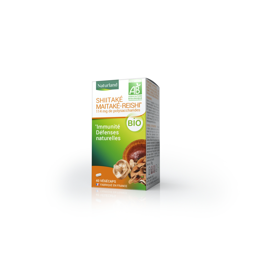 Immunité et Défenses naturelles, Shiitaké Maitaké-Reishi bio 40 végécaps