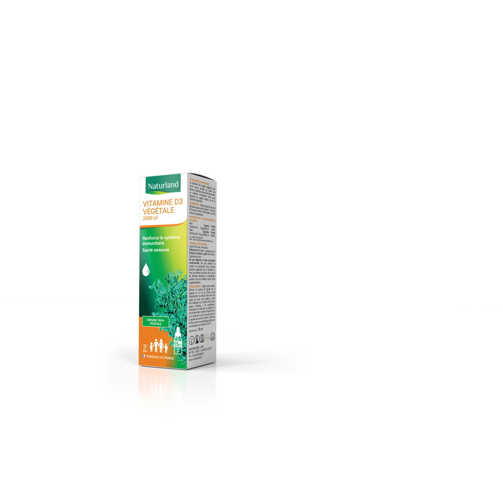 Vitamine D3 végétale, Renforce le système immunitaire et Santé osseuse 15ml