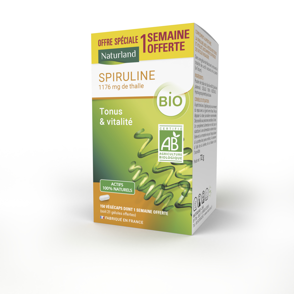 Spiruline Bio 150 Vegecaps Dont 1 Semaine Offerte