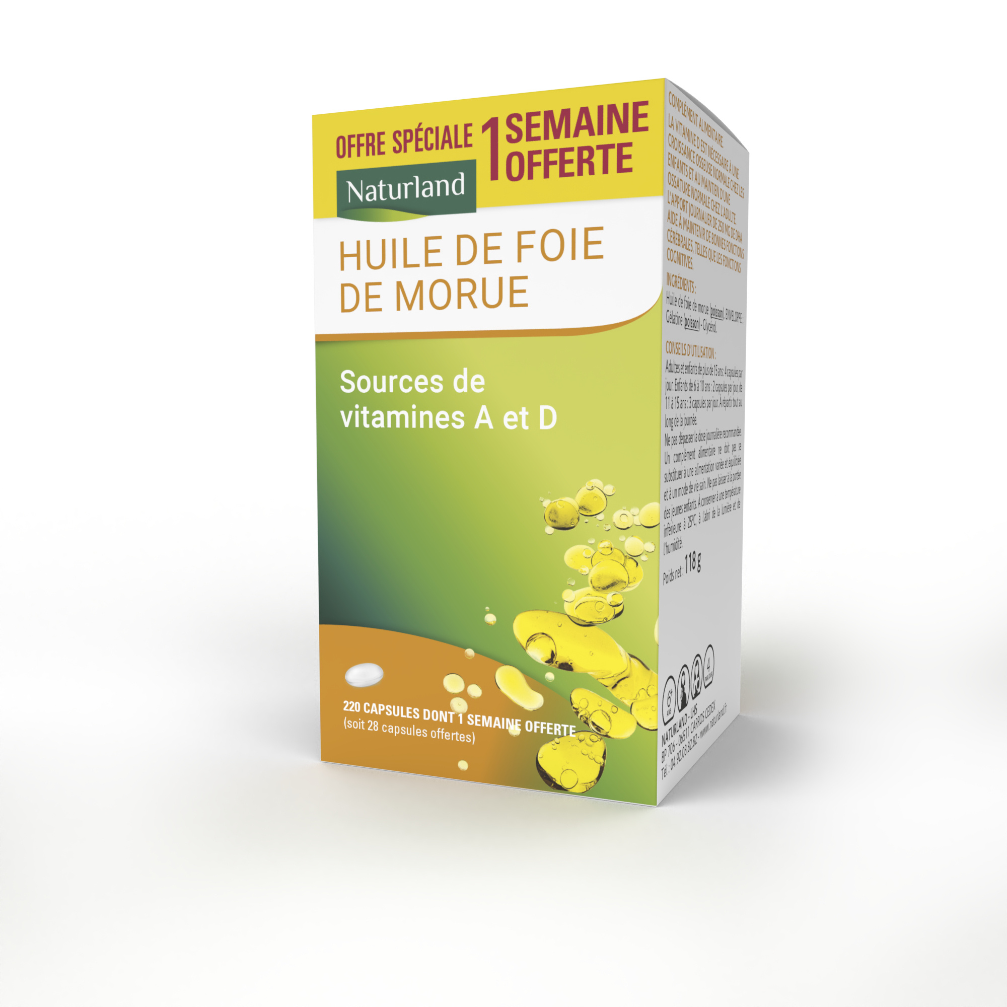 Huile De Foie Morue 220 Capsules Dont 1 Semaine Offerte