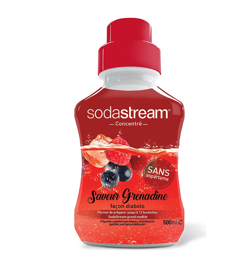 Sirop pour machine à gazéifier Sodastream Concentré saveur Grenadine faî§on Diabolo 500ml