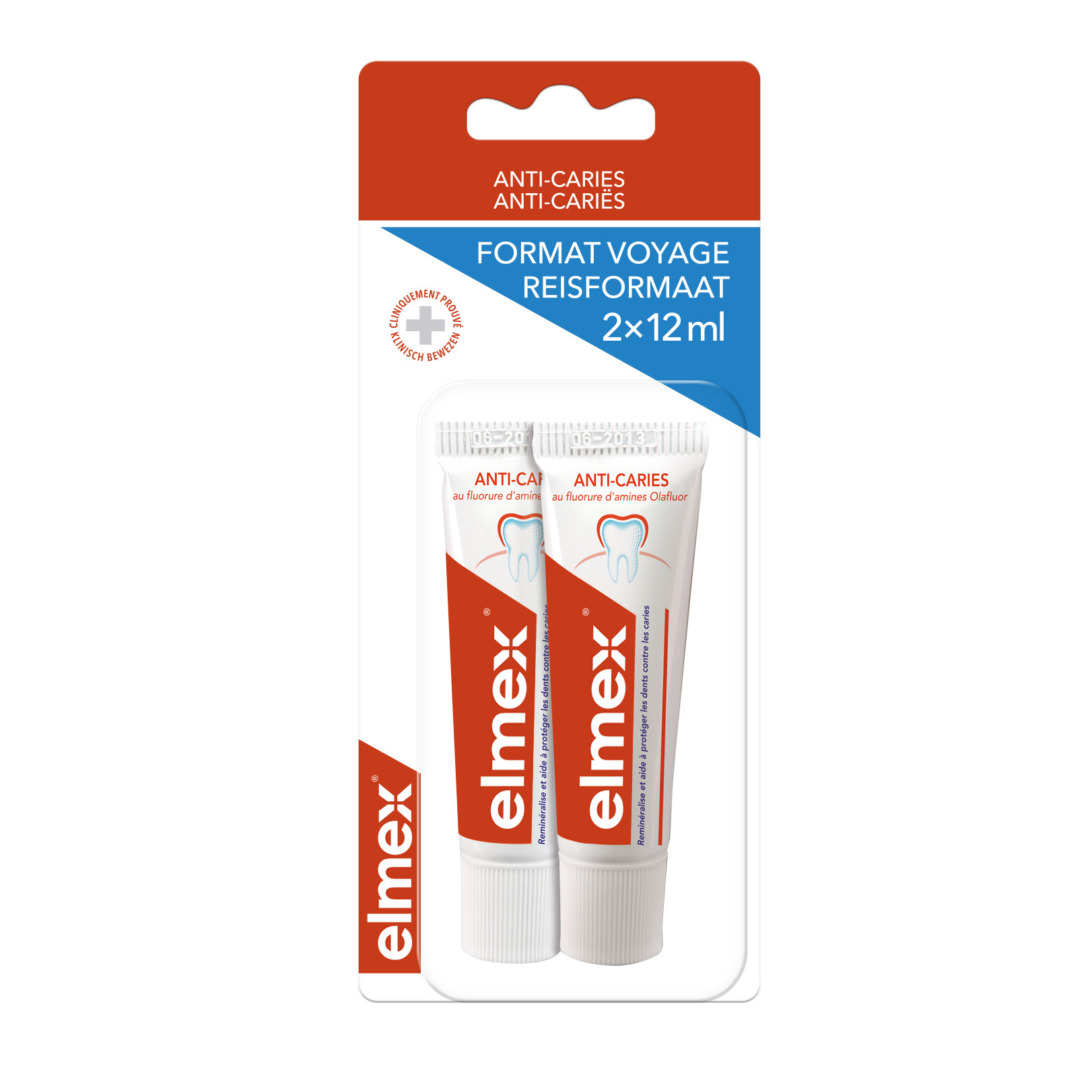 Tubes de voyages elmex anti-caries (pack rouge) -2x12ml