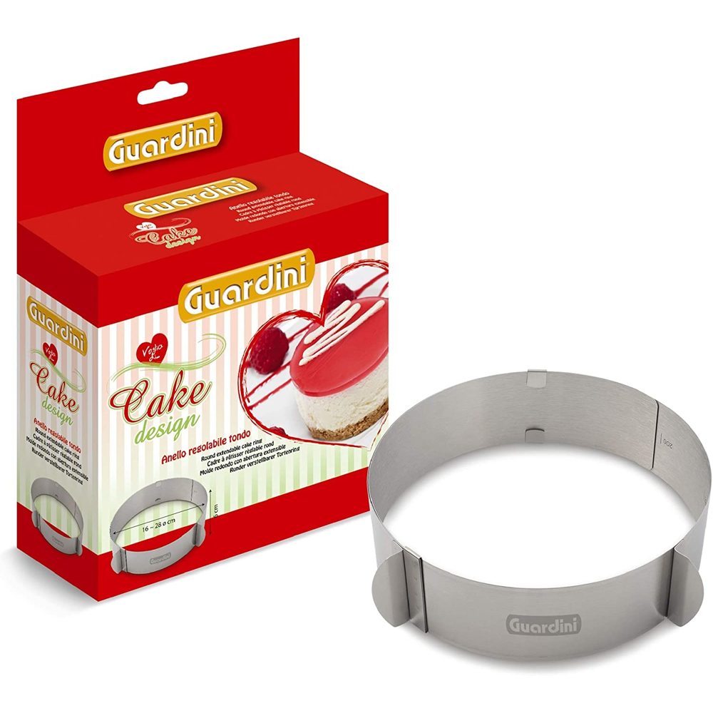 Cadre à pâtisserie réglable rond Guardini 16-28 cm, Acier Inox, Couleur argent