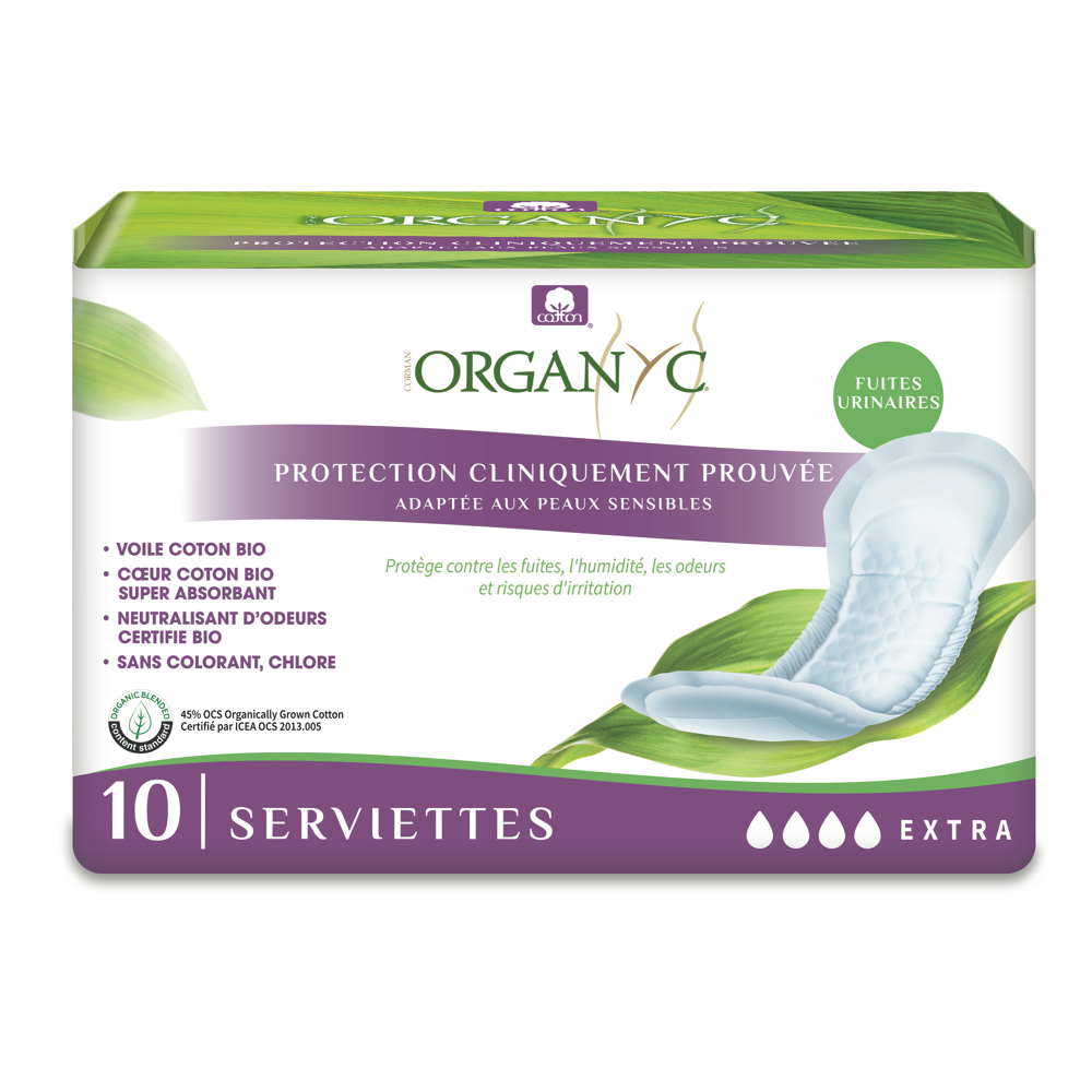 Organyc Incontinence légère Serviette - Extra sachet 10