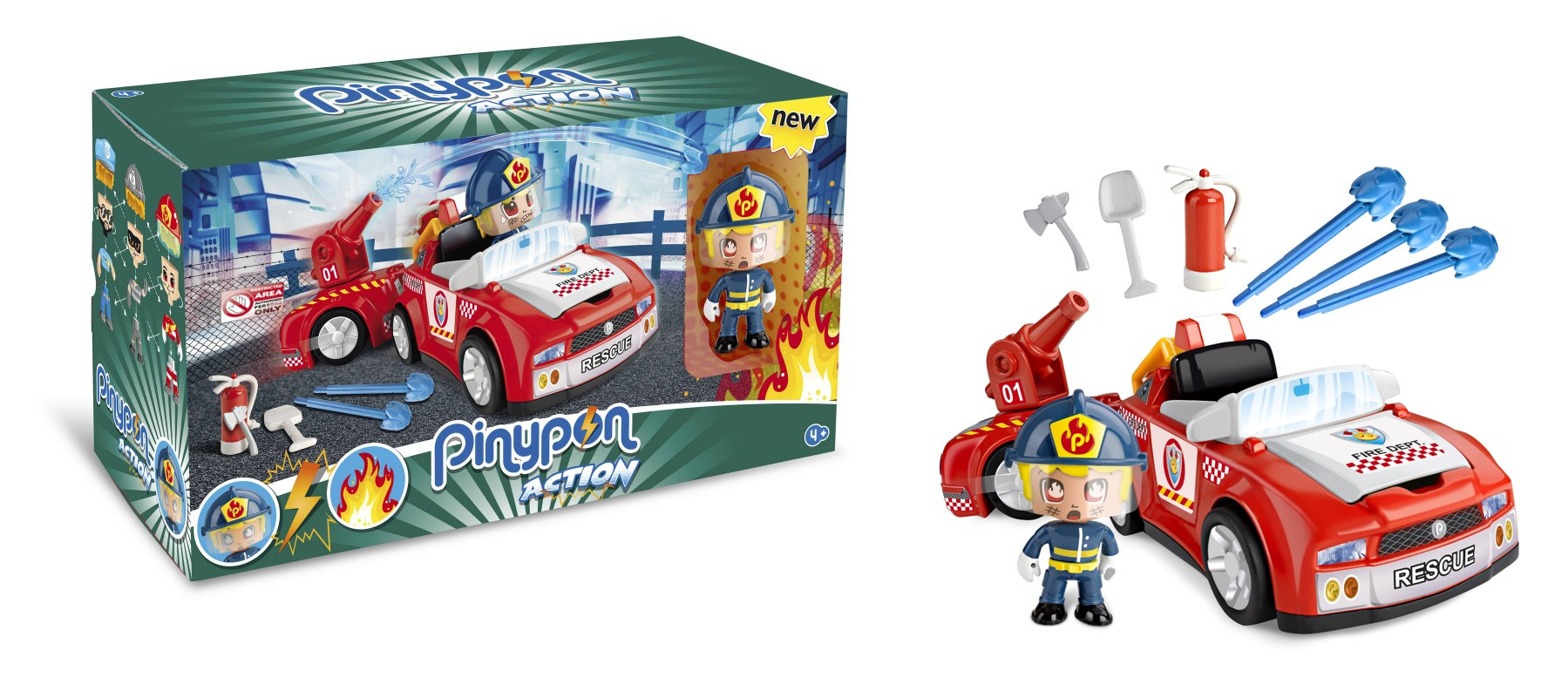 Pinypon Action - Coffret Véhicule De Pompier Avec 1 Figurine Et Accessoires - Pinypon