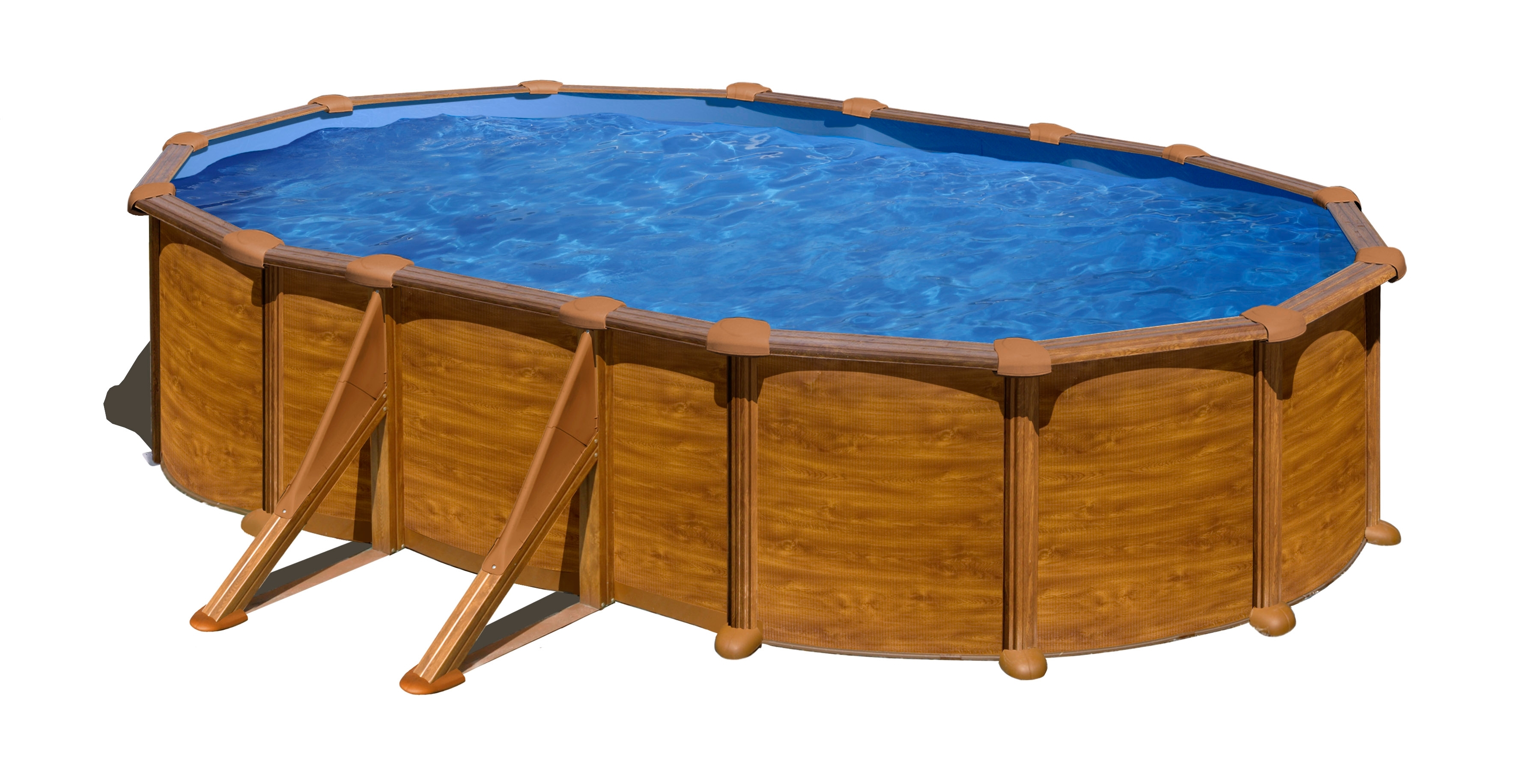 Piscine acier aspect bois Mauritius ovale 6,34 x 3,99 x 1,32 m - Gré
