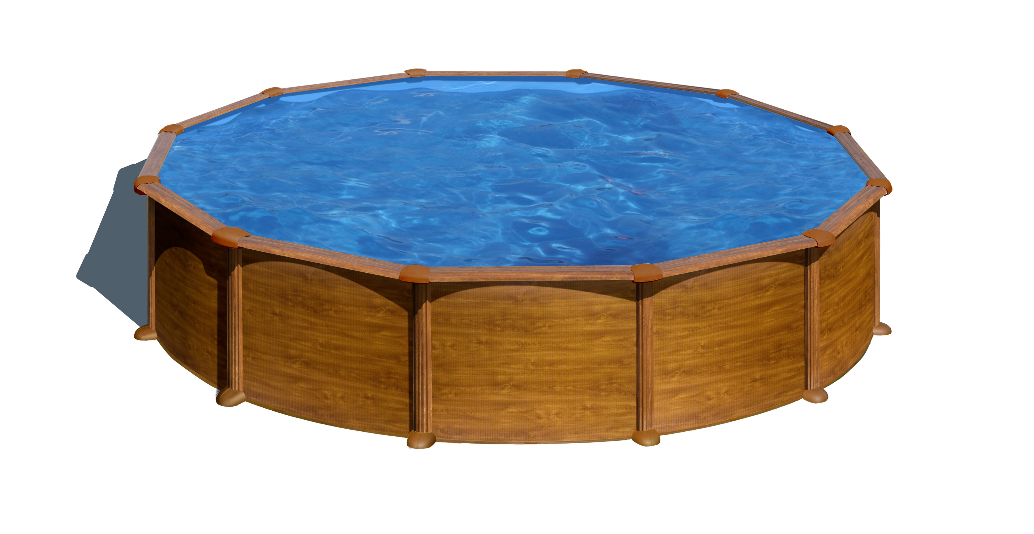 Piscine ronde acier Ø5,70m x H: 1,32m en acier imitation bois