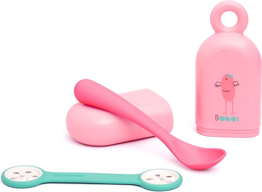 Set cuillère, étui à cuillères, attache serviette rose