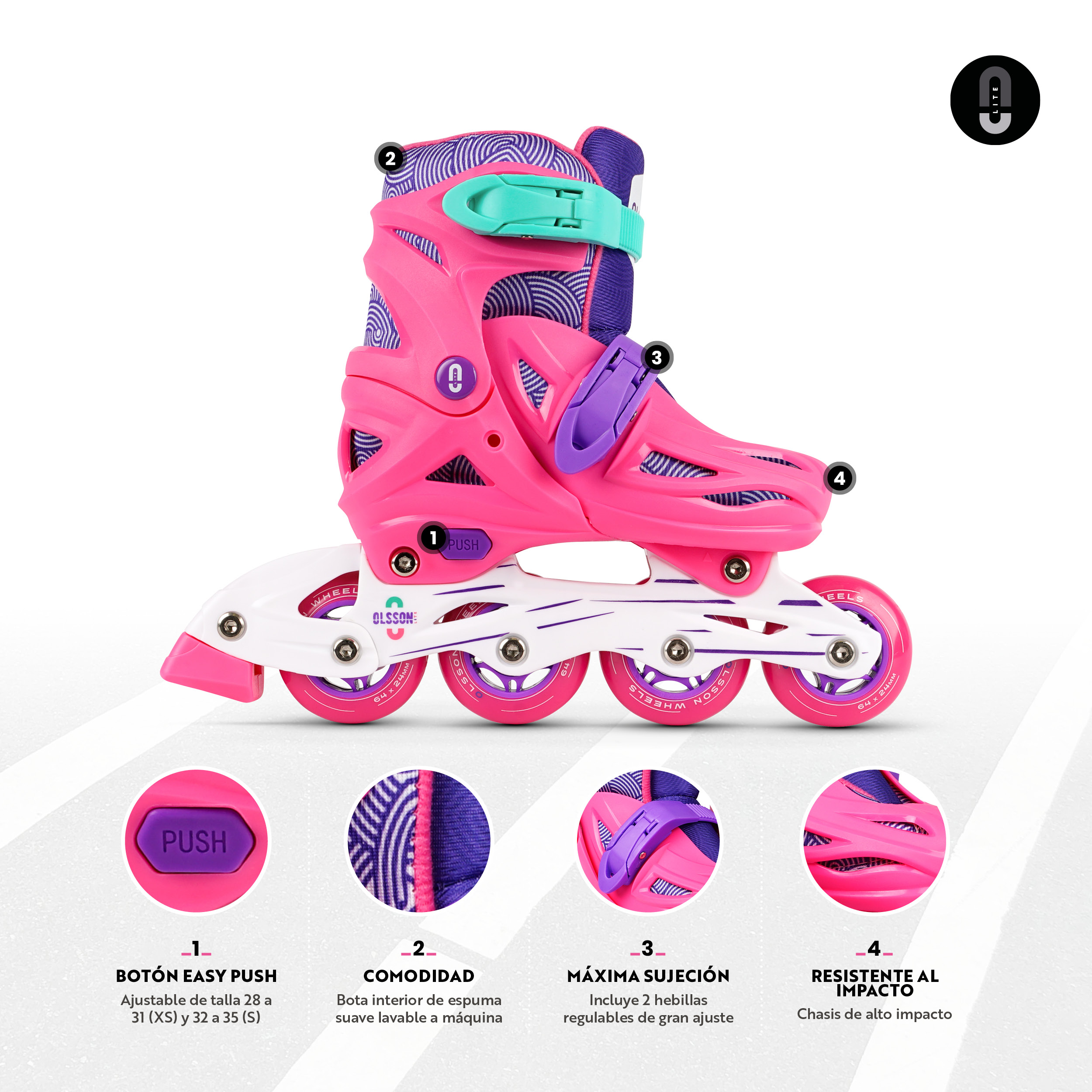 Rollers Raven Roller en ligne Oxen du 34 au 37 Enfant Mixte taille