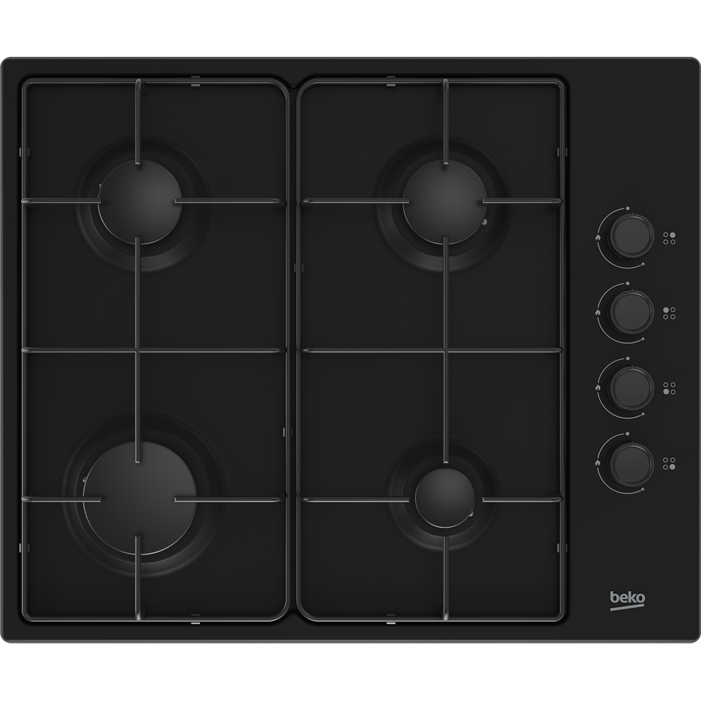 Table de cuisson gaz 61cm 4 feux 7900w noir - HIGG64123SB - beko