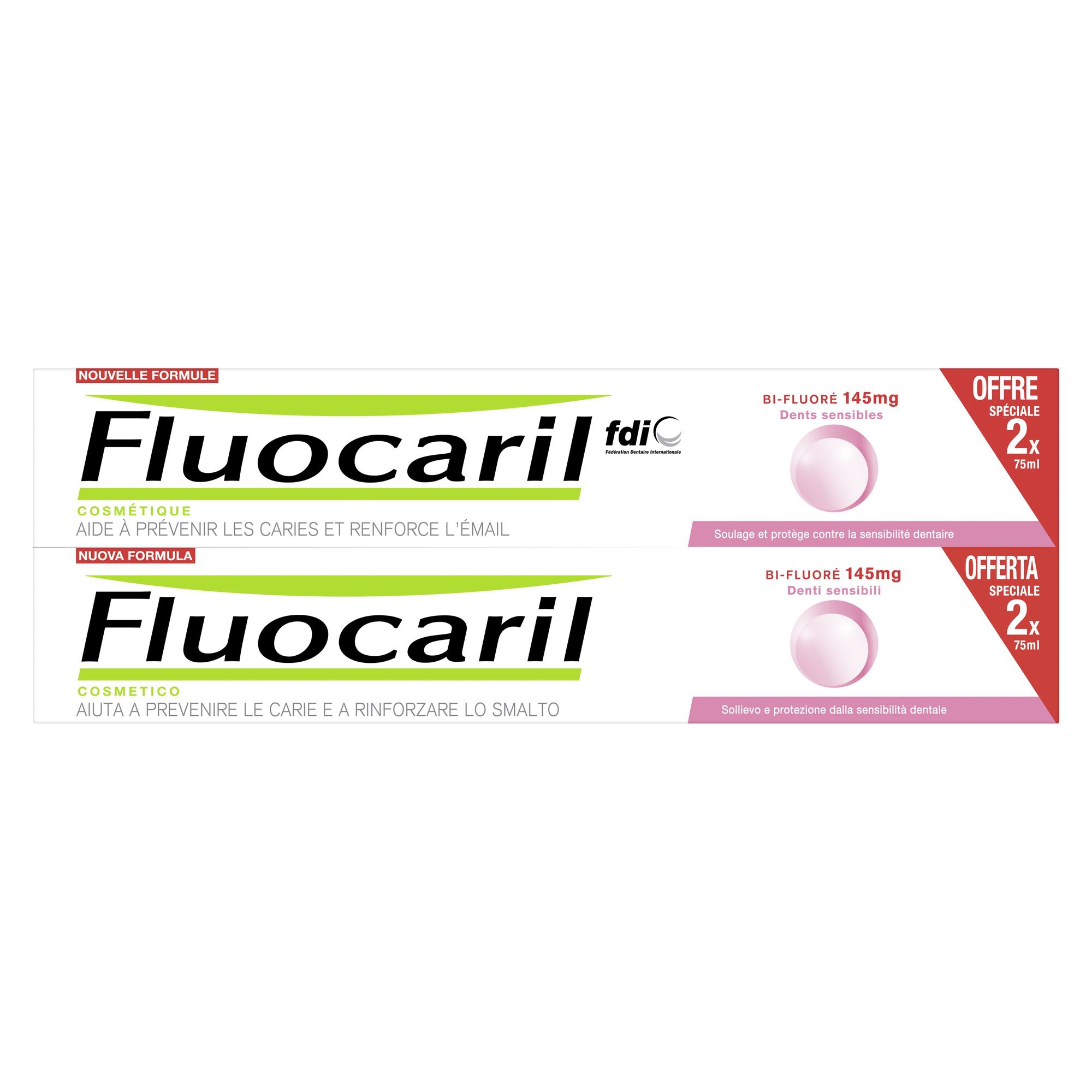 Dentifrice Dents Sensible Bi fluoré Fluocaril Le Lot De 2 Tubes De 75ml - vue 2