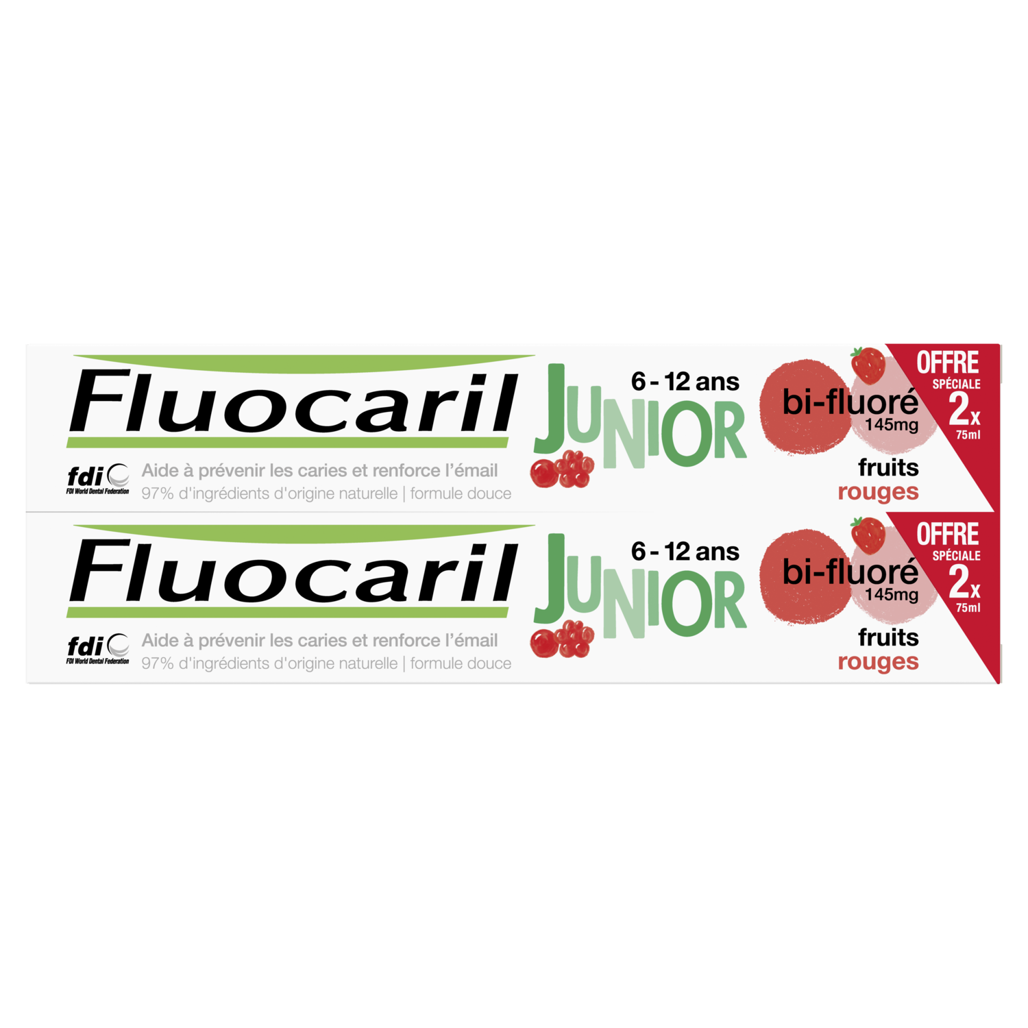 Dentifrice Junior 6-12 ans Fruits Rouges 2x75ml