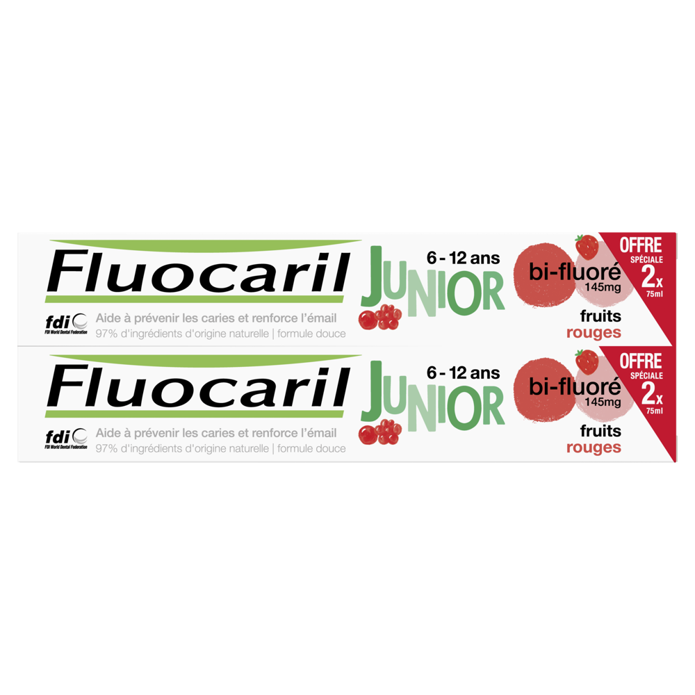 Dentifrice Junior 6-12 ans Fruits Rouges 2x75ml