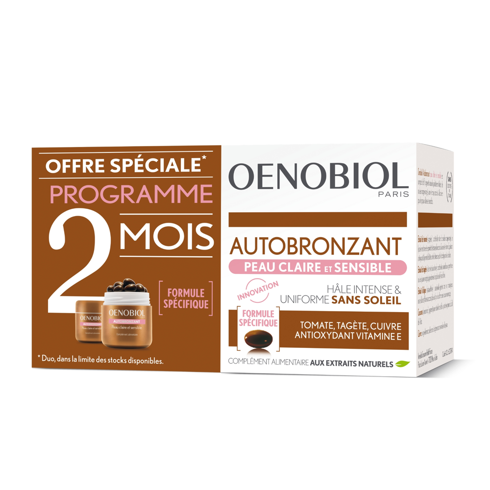 Oenobiol autobronzant peau claire et sensible 2x30 capsules