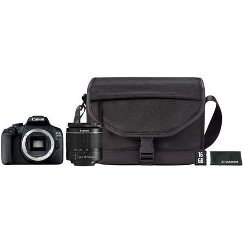 Canon EOS 2000D 18-55 DC + SB130 + 16GB Kit d'appareil-photo SLR 24,1 MP CMOS 6000 x 4000 pixels Noi