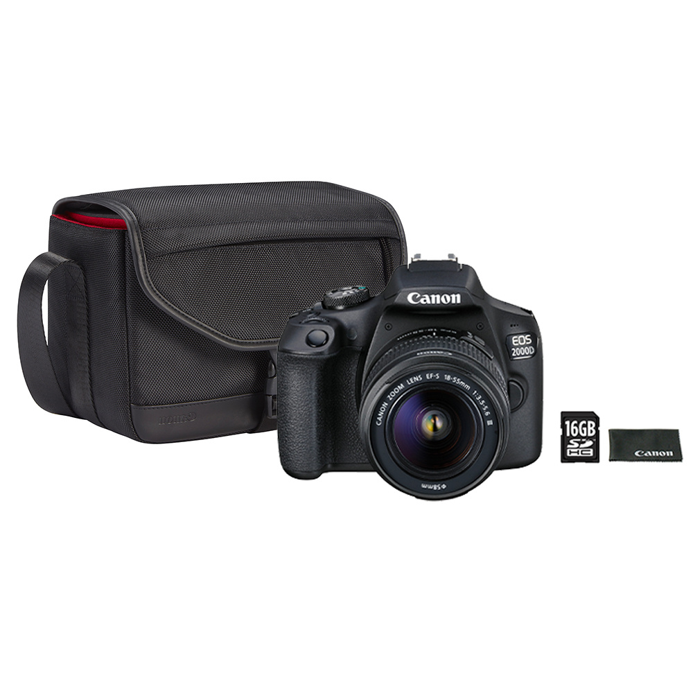 Canon EOS 2000D 18-55 DC + SB130 + 16GB Kit d'appareil-photo SLR 24,1 MP CMOS 6000 x 4000 pixels Noi