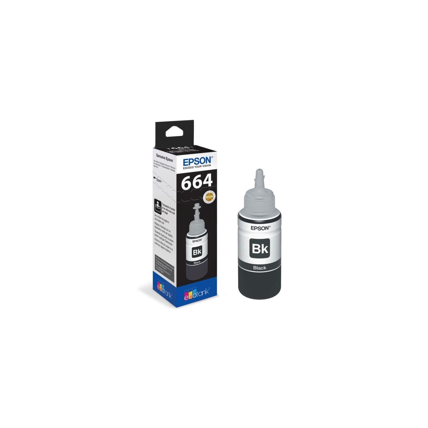 Bouteille d'encre Epson Ecotank T6641 - 70ml Noir (C13T664140)