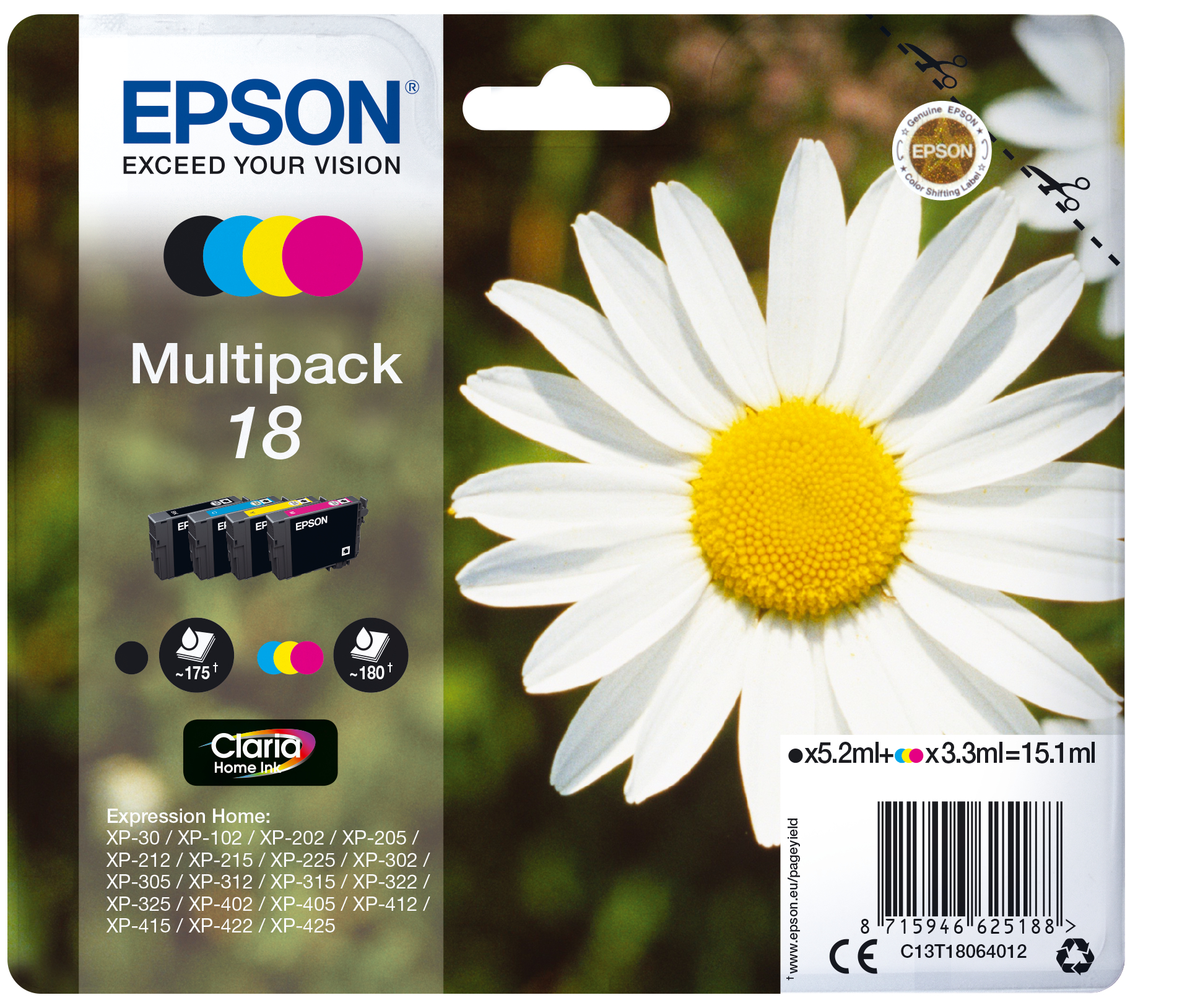 Cartouches Multipack 18 Epson Les 4 Cartouches 15 1 Ml - vue 4