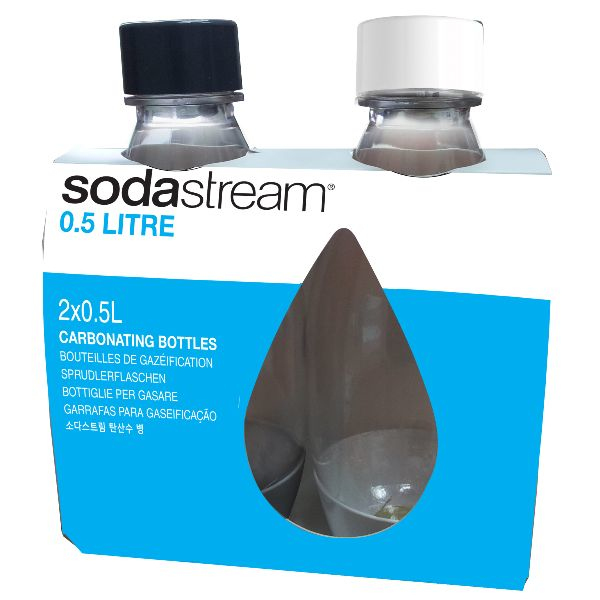 Bouteilles de gazéification Sodastream Pack 2 bouteilles PET 0.5l fuse blanc/noir