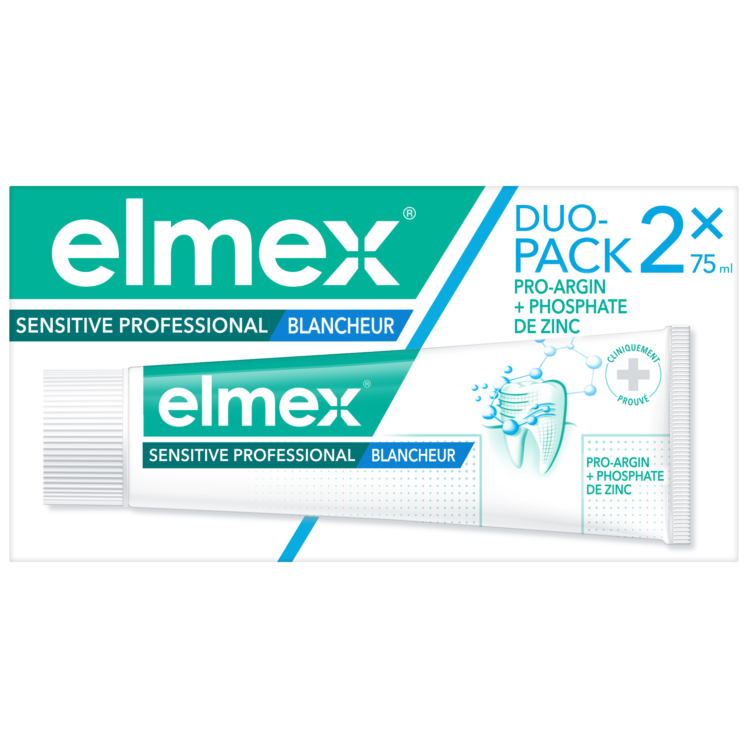 Dentifrice elmex sensitive professional dents sensibles blancheur 75ml x2