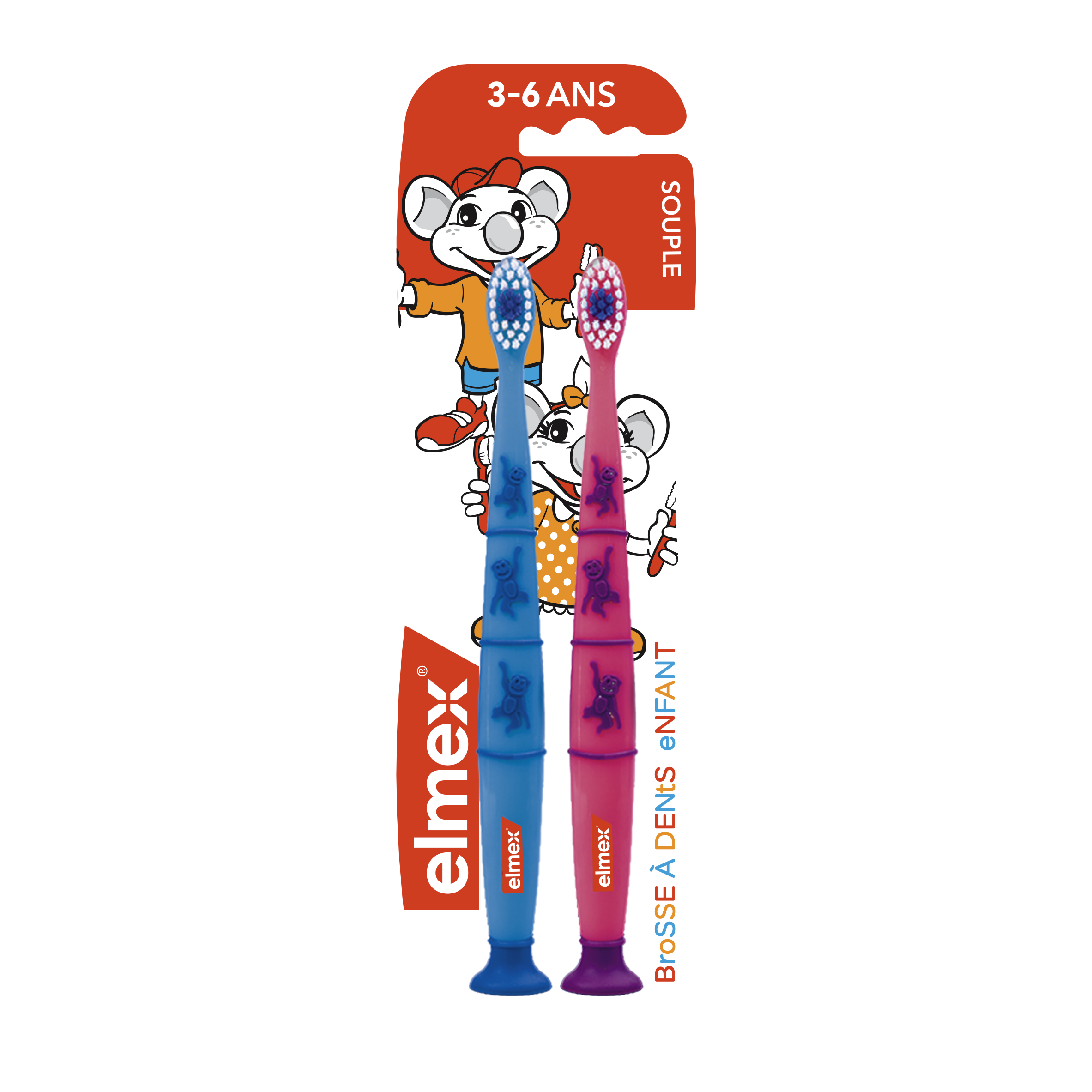 Brosse à dent elmex anti-caries 3-6 ans x2