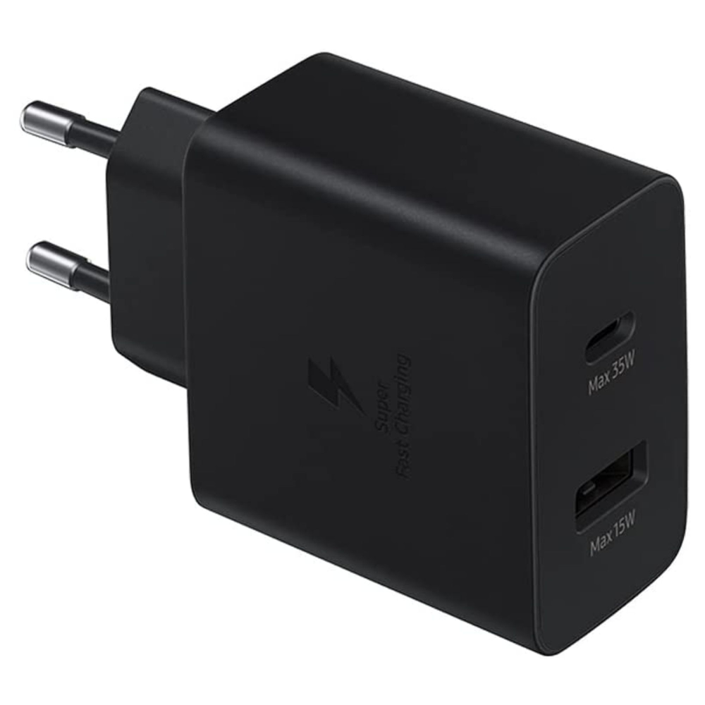 Double Chargeur maison USB A+C PD 50W (15+35W) Power Delivery Noir Samsung