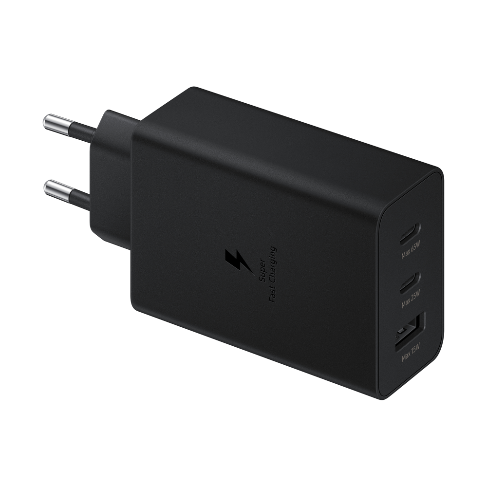 Triple Chargeur maison USB A+C+C PD 65W (35W+25W+5W) Power Delivery Noir Samsung