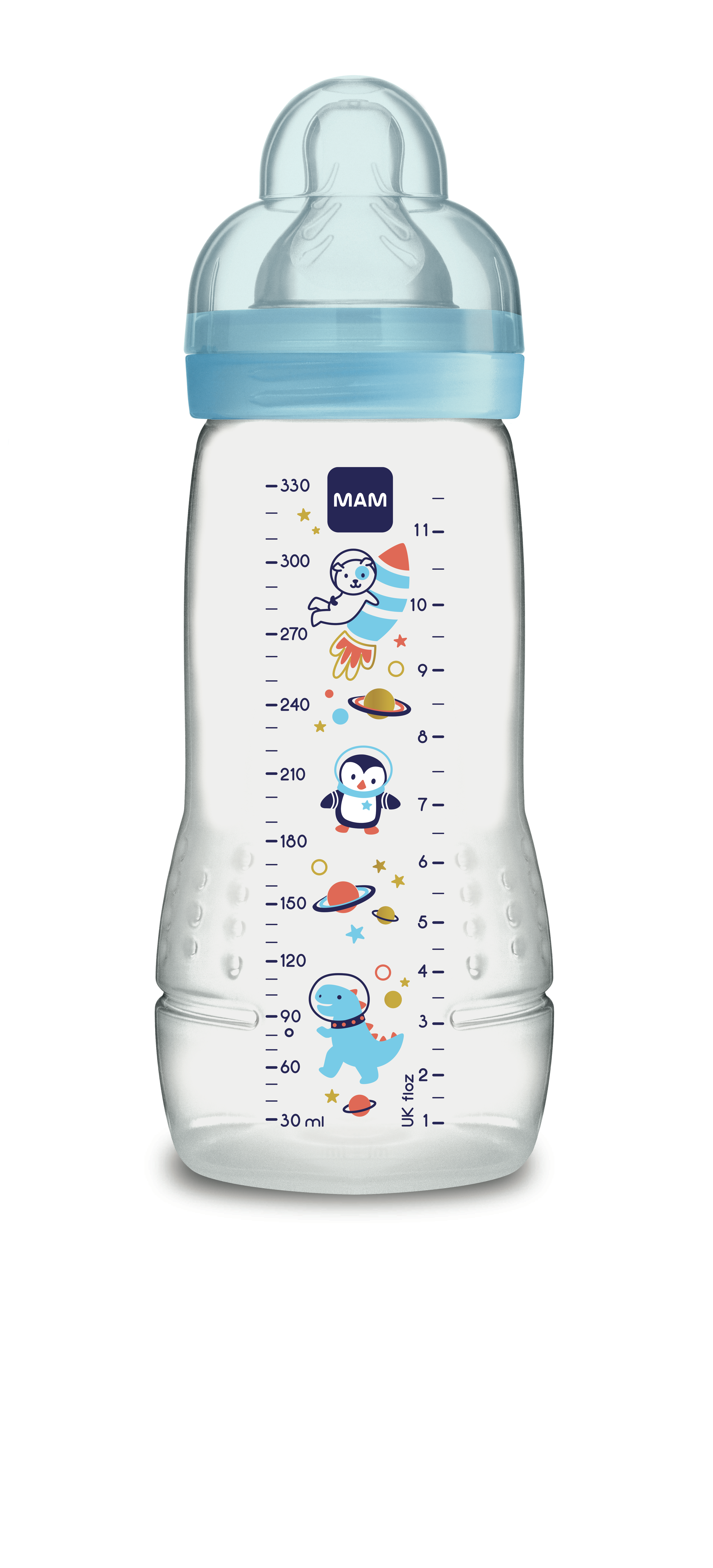 Biberon 2ème âge décoré - 330ml- Tétine Débit X