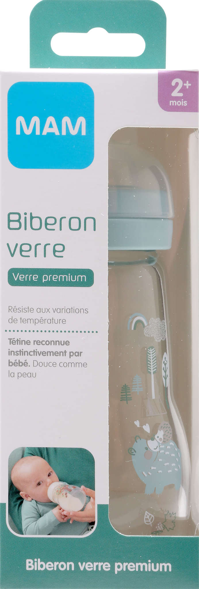 Biberon 1er âge verre 260ml- Tétine Débit 2