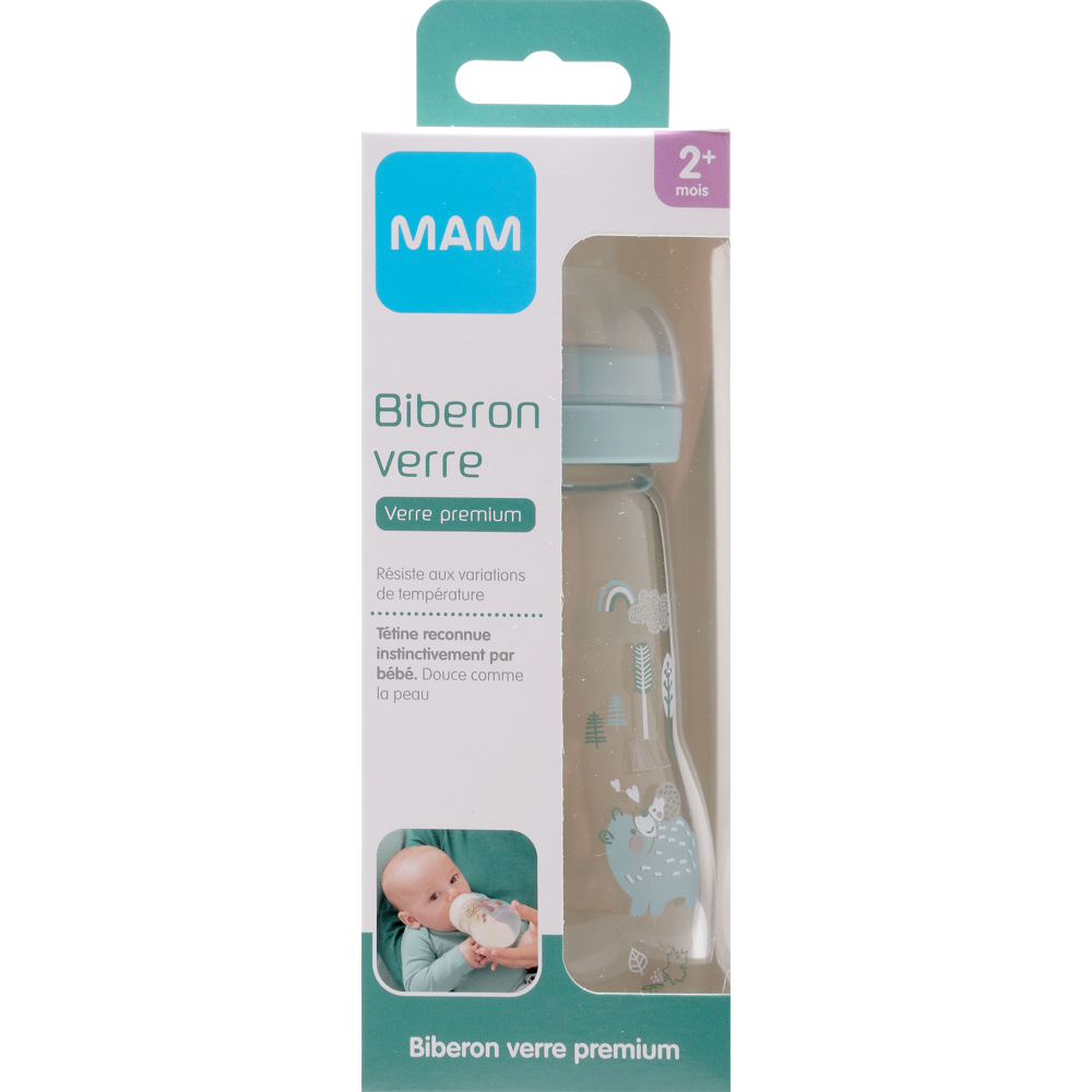 Biberon 1er âge verre 260ml- Tétine Débit 2